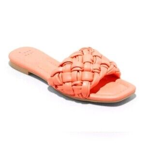 A NEW DAY coral woven CARISSA SLIDES